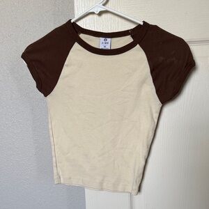 Zumiez Brown and Cream Crop Top
